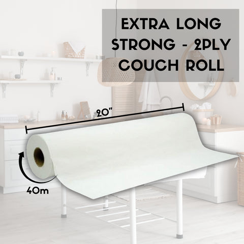 White Couch Rolls 20" (12 Pack) Bed Roll 2PLY 40m x 500mm