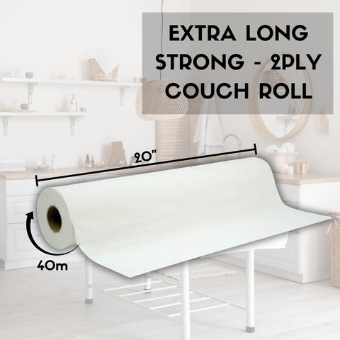 Couch Roll 2ply Paper White 12 Pack 20" x 40M Hygiene Beauty Recycled