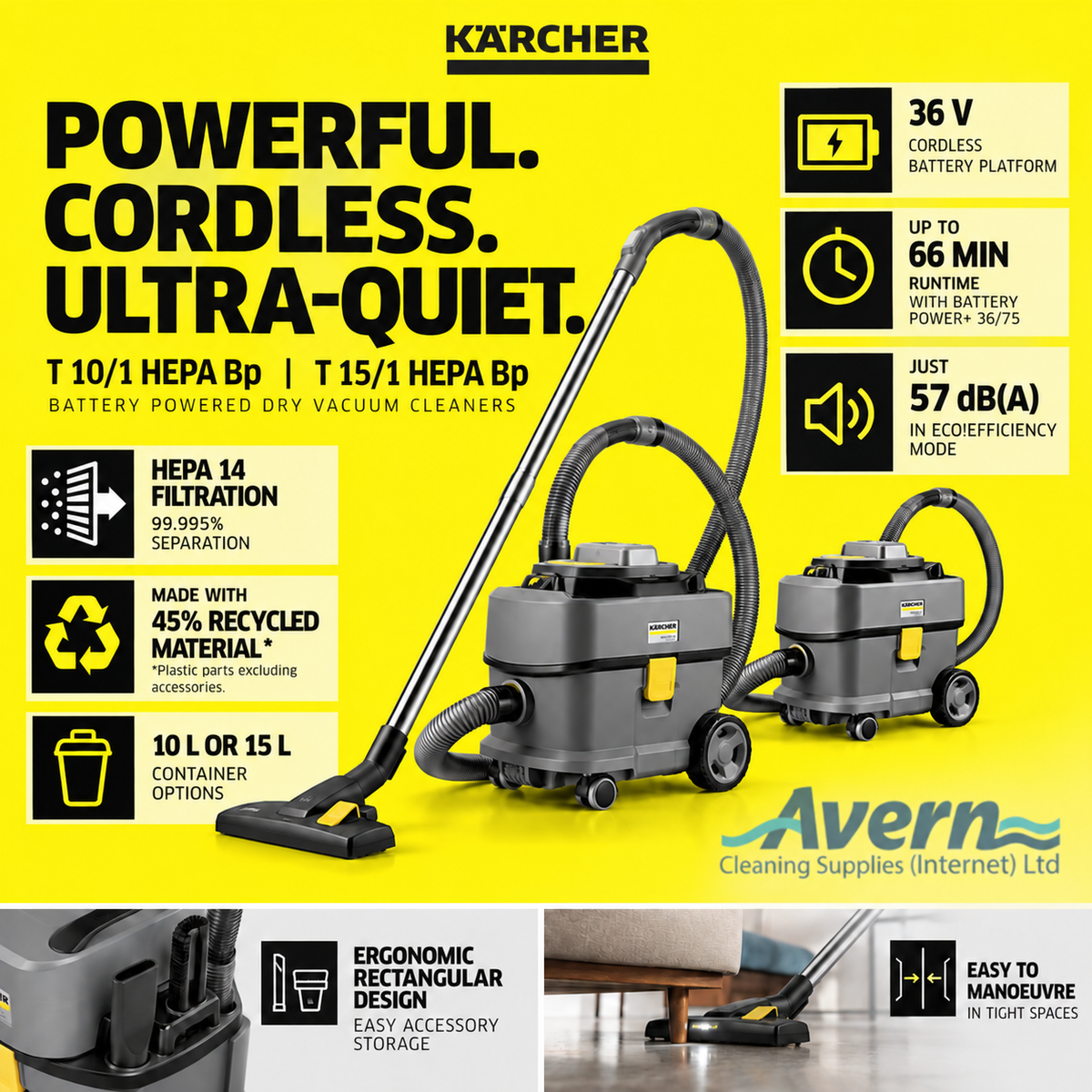 Karcher T 10/1 Bp Pack HEPA14 Compact Battery Vacuum Cleaner - 1.527-355.0