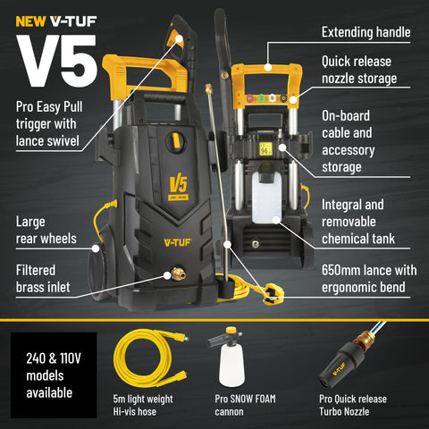 V-TUF V5 Pressure Washer Bundle 165Bar (2400PSI) TOUGH Pro Bundle