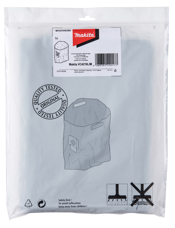 Makita W107418355 Pre Disposal Bag (5 Pack) For VC4210M & VC4210L
