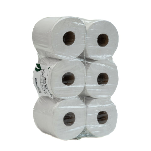 White Centre Feed 2 Ply 150m Embossed (6 pack)- CFR016