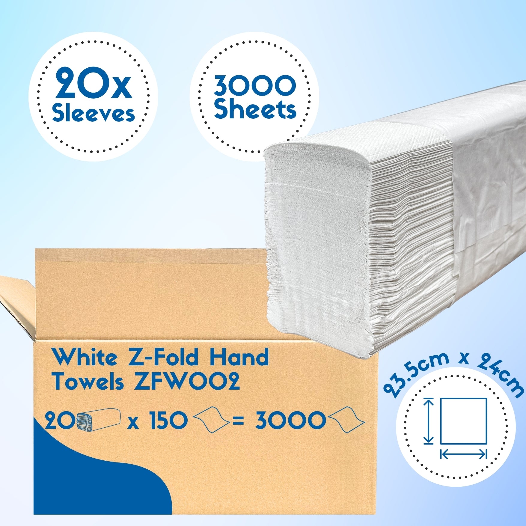 Z Fold White Paper Hand Towels 2ply (3000 Case) -  ZFW002