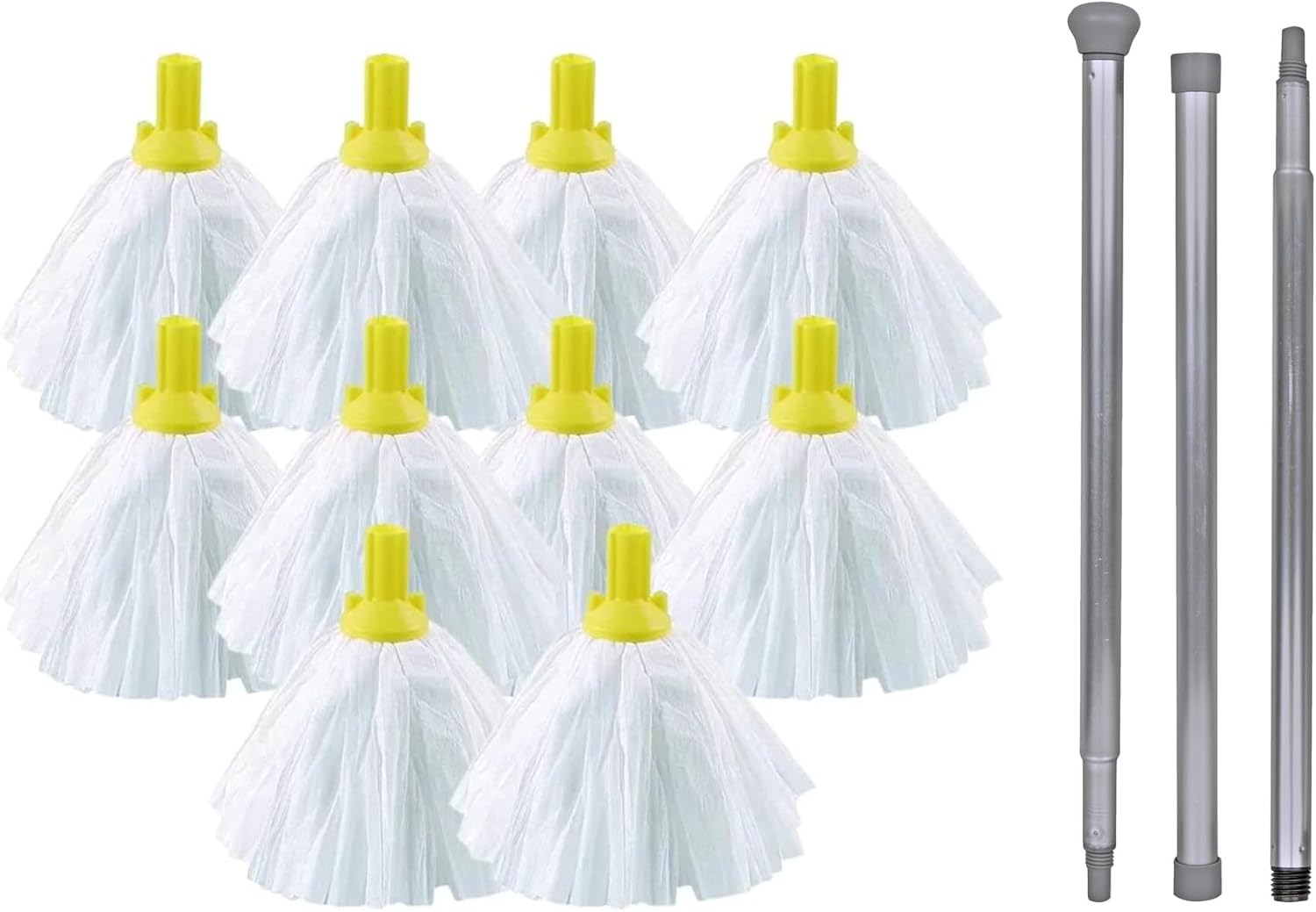 Yellow-socket mop set of 10 with metal handles