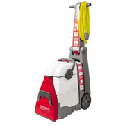 Bissell DC100 Big Red commercial carpet cleaner with upright design and large solution tank for industrial cleaning