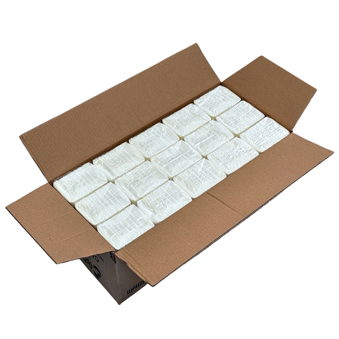 Flat-packed shipping box layout for C-Fold white paper hand towels