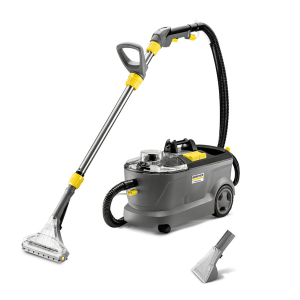 Professional carpet and upholstery extractor cleaning machine with wand and hose attachments