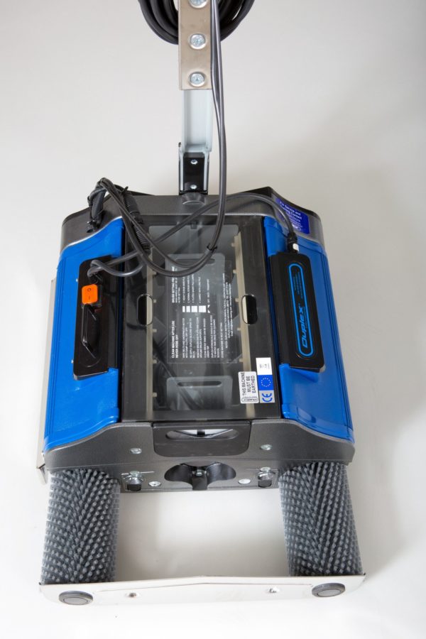 Rear view of Duplex 420 steam cleaner showing integrated cable storage and control layout