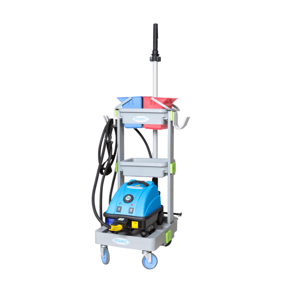 Duplex Janitor Jet Steam INC Pro industrial steam cleaner with trolley for commercial cleaning