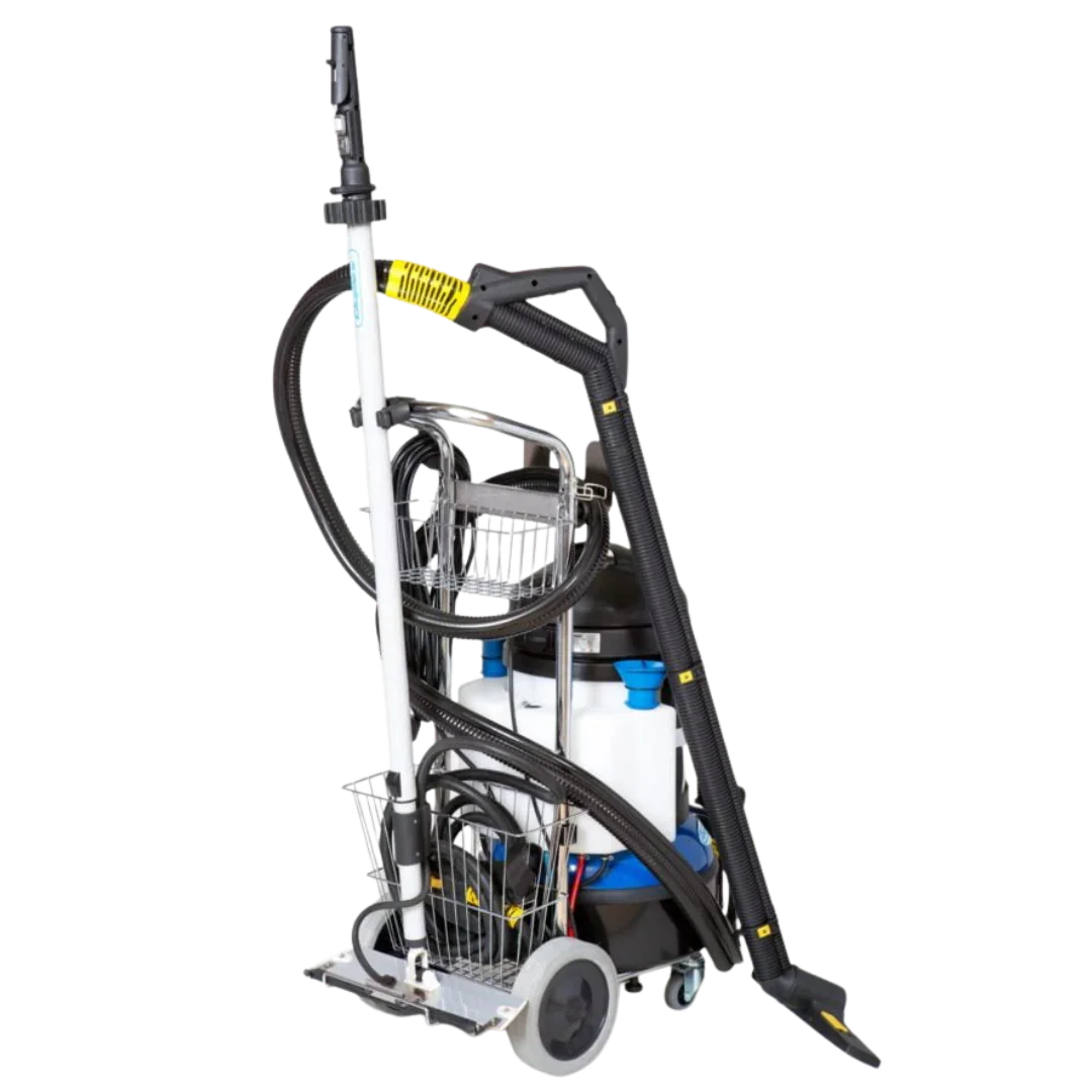 Duplex Jet Vac Compact steam cleaner shown in upright operating position