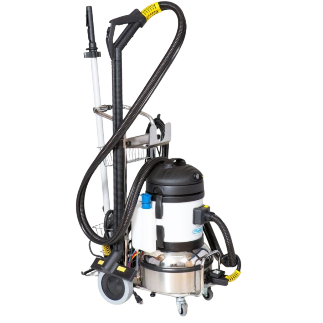 Upright view of Duplex Jet Vac Ultima commercial steam cleaning machine