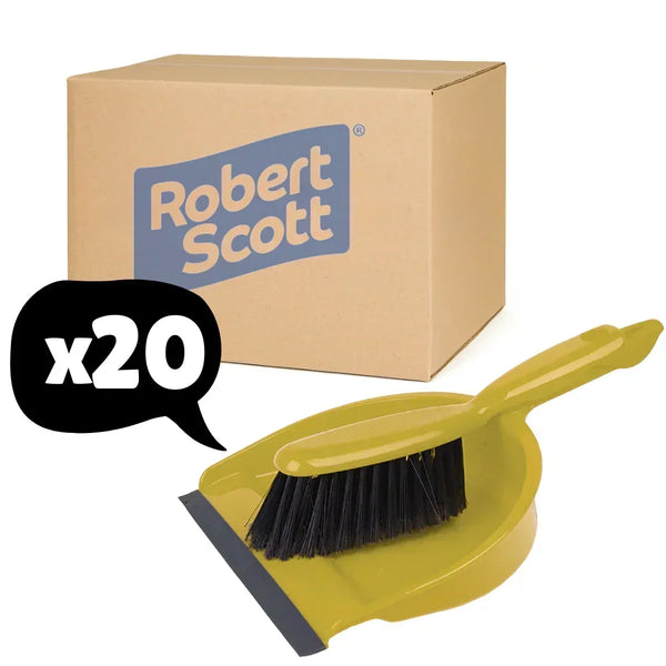 20 Pack Dustpan & Brush Set Soft Various Colours - Robert Scott 102940 - Yellow