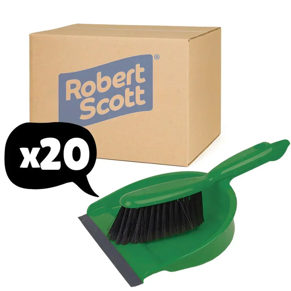 20 Pack Dustpan & Brush Set Soft Various Colours - Robert Scott 102940 - Green
