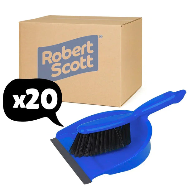 20 Pack Dustpan & Brush Set Soft Various Colours - Robert Scott 102940 - Blue