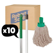 Exel Mop Set Push Fit Handle 137cm + Mop Head - Green 10 Pack