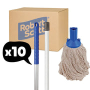 Exel Mop Set Push Fit Handle 137cm + Mop Head - Blue 10 Pack
