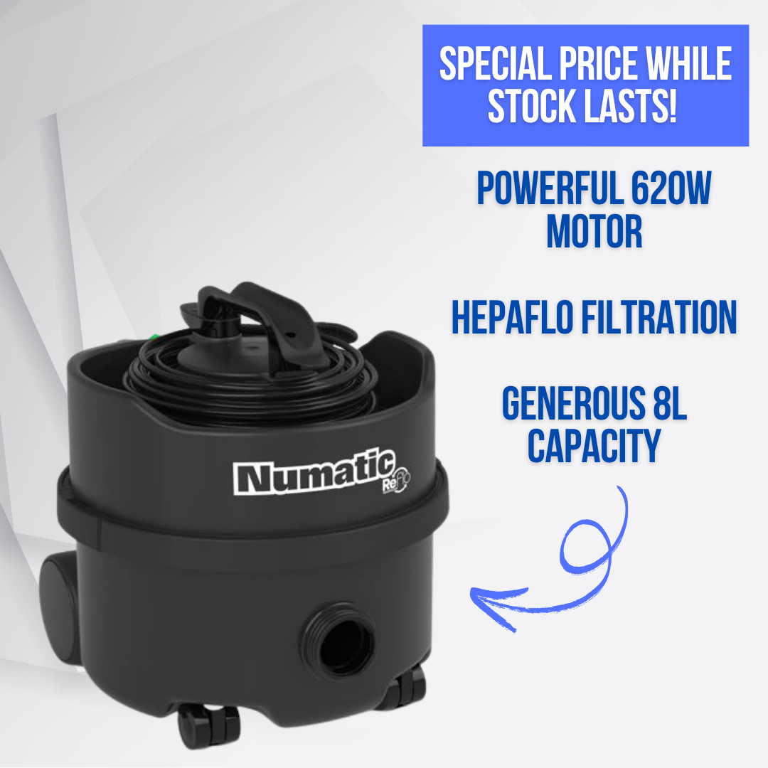 Graphic showing large-capacity HEPA-Flo bags for Henry Hoover Black 8L