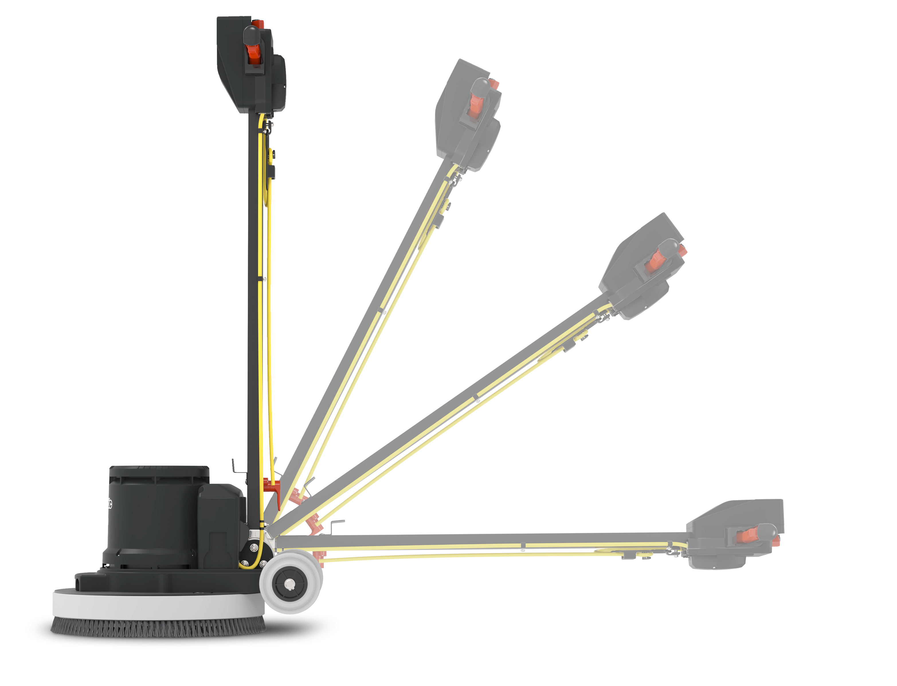 Adjustable handle positions on the Numatic HFM1515R Hurricane floor scrubber
