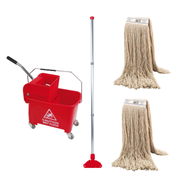 Red 20L industrial Kentucky mop and heavy-duty wringer bucket set for commercial floor cleaning