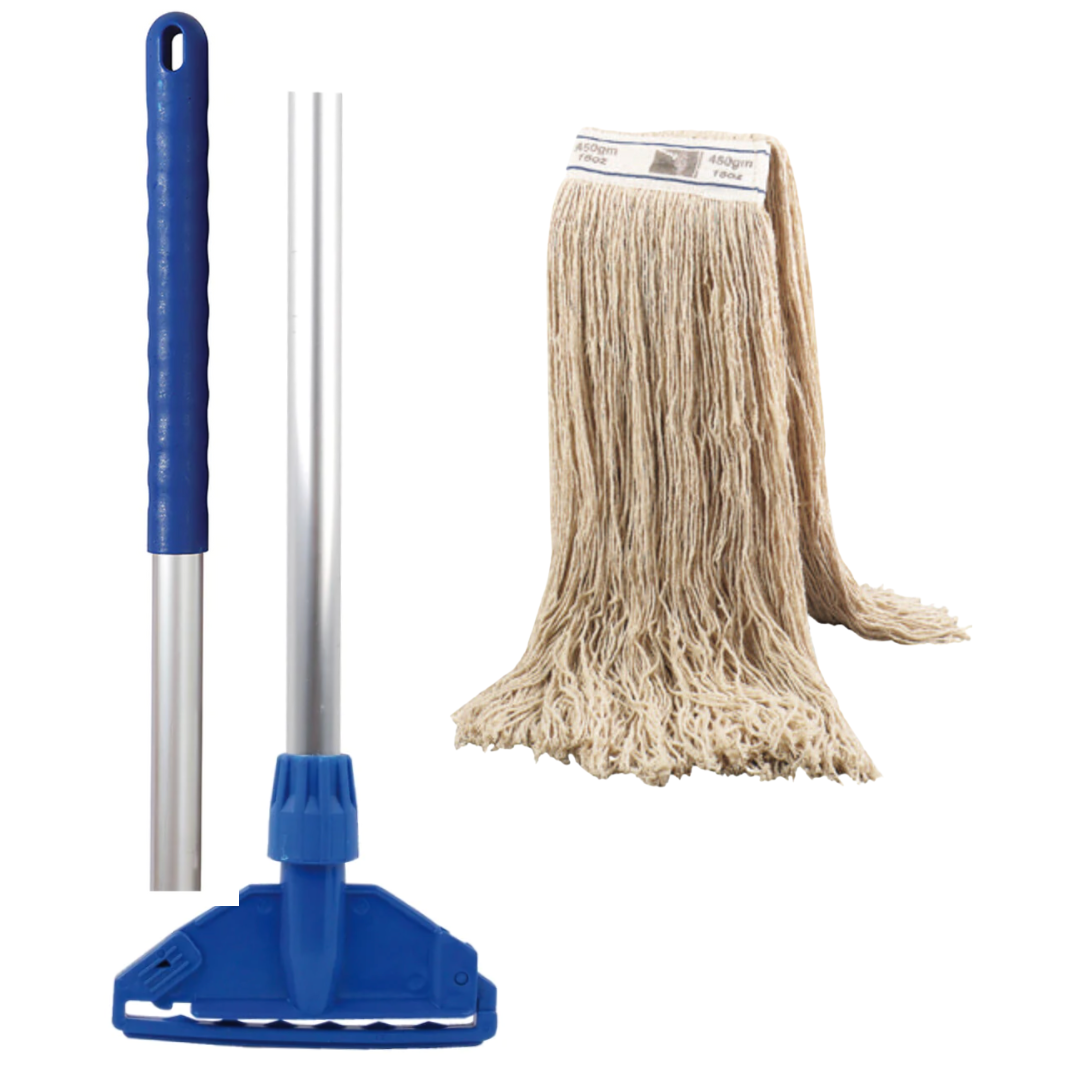Kentucky mop head with blue handle