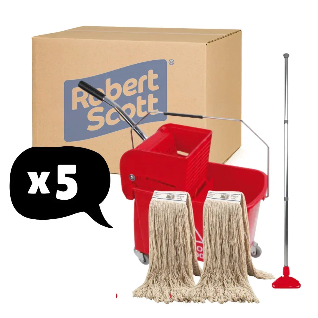 5 Pack Kentucky Mop and bucket Set With Wringer 20L - Red