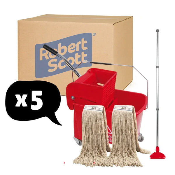 5 Pack Kentucky Mop and bucket Set With Wringer 20L - Red