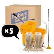 5 Pack Kentucky Mop and bucket Set With Wringer 20L - Yellow