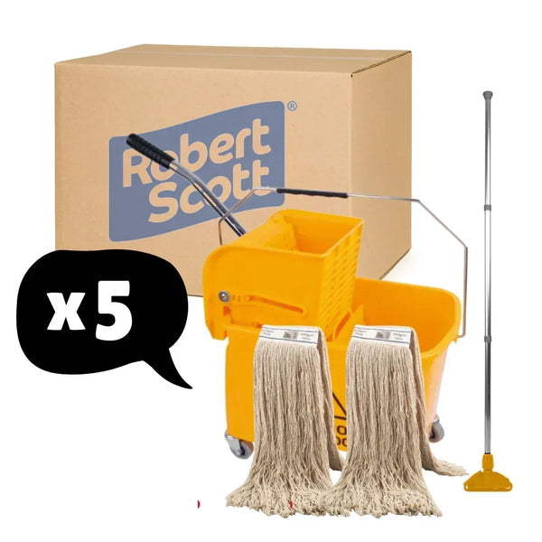 5 Pack Kentucky Mop and bucket Set With Wringer 20L - Yellow