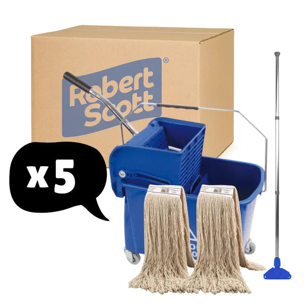 5 Pack Kentucky Mop and bucket Set With Wringer 20L - Blue