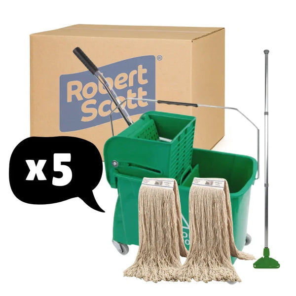 5 Pack Kentucky Mop and bucket Set With Wringer 20L - Green