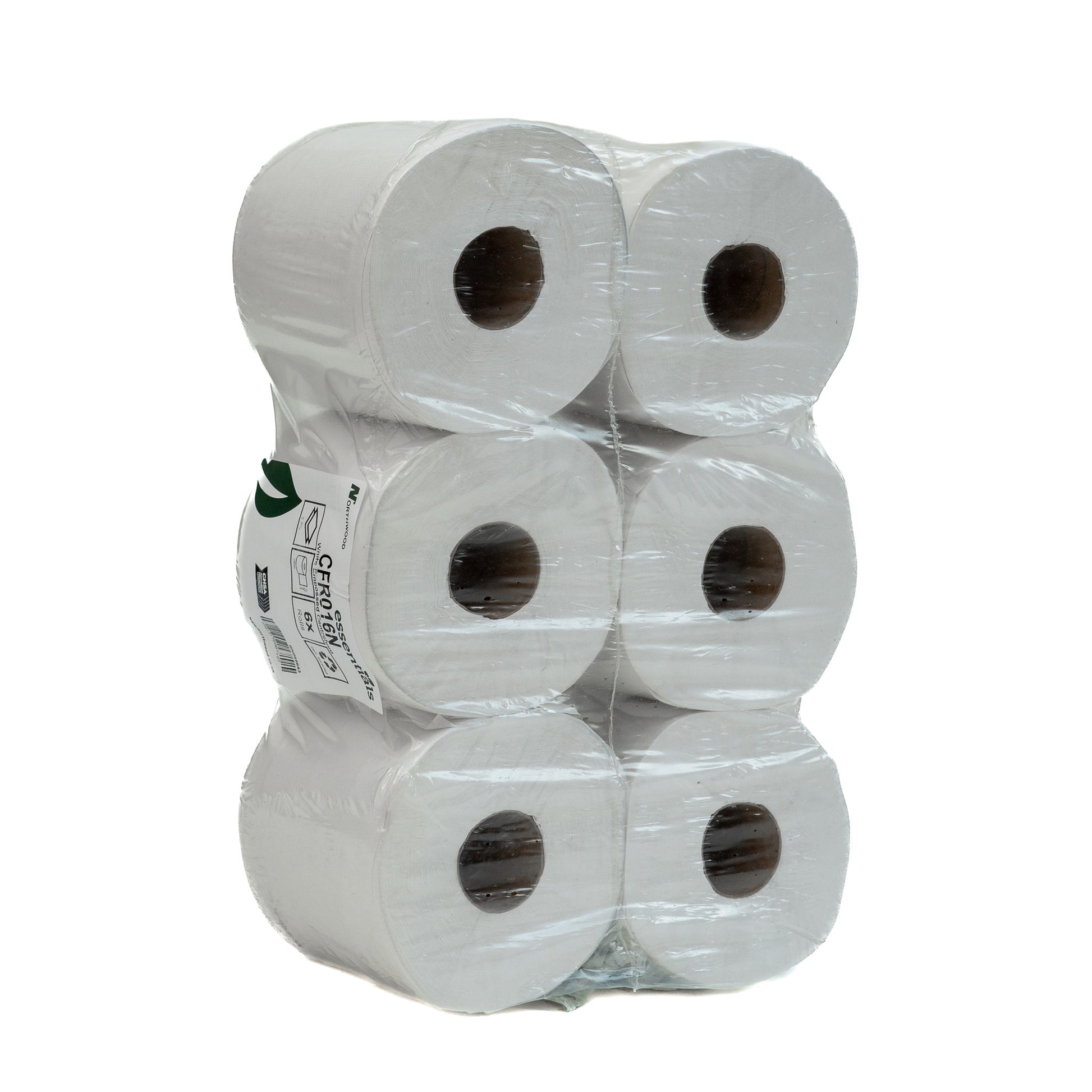 Stacked centrefeed paper towel rolls showing bulk supply for catering and janitorial use