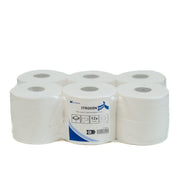 Mini jumbo toilet rolls 2 ply 200m 12 pack with 60mm core for commercial washrooms