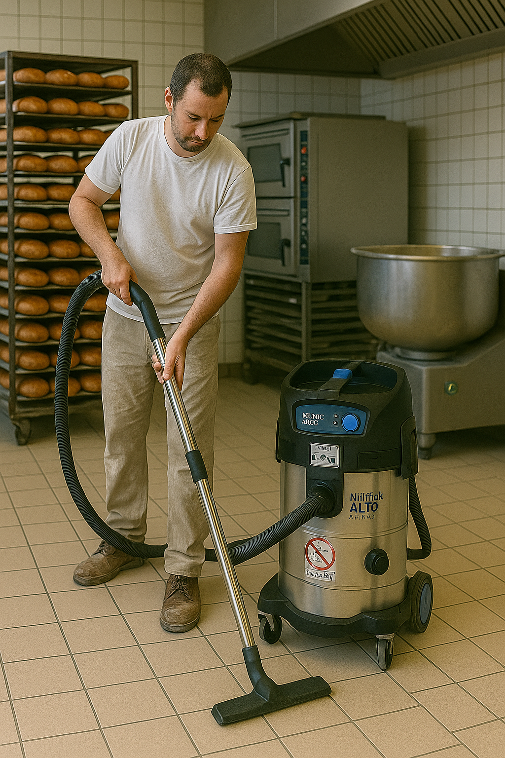 Operator cleaning with Nilfisk ATTIX 40-0M PC Type22 ATEX Zone 22 vacuum cleaner