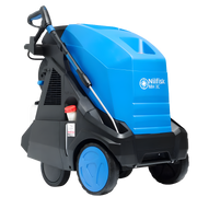 Nilfisk MH3C 90/67 industrial hot pressure washer for professional cleaning with durable blue body and integrated hose reel