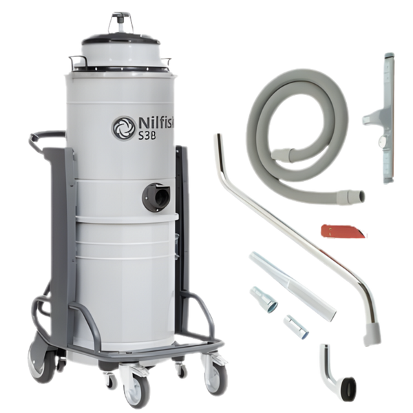 Nilfisk S3B L100 CC GV swarf and coolant vacuum cleaner for industrial oil and metal chip extraction