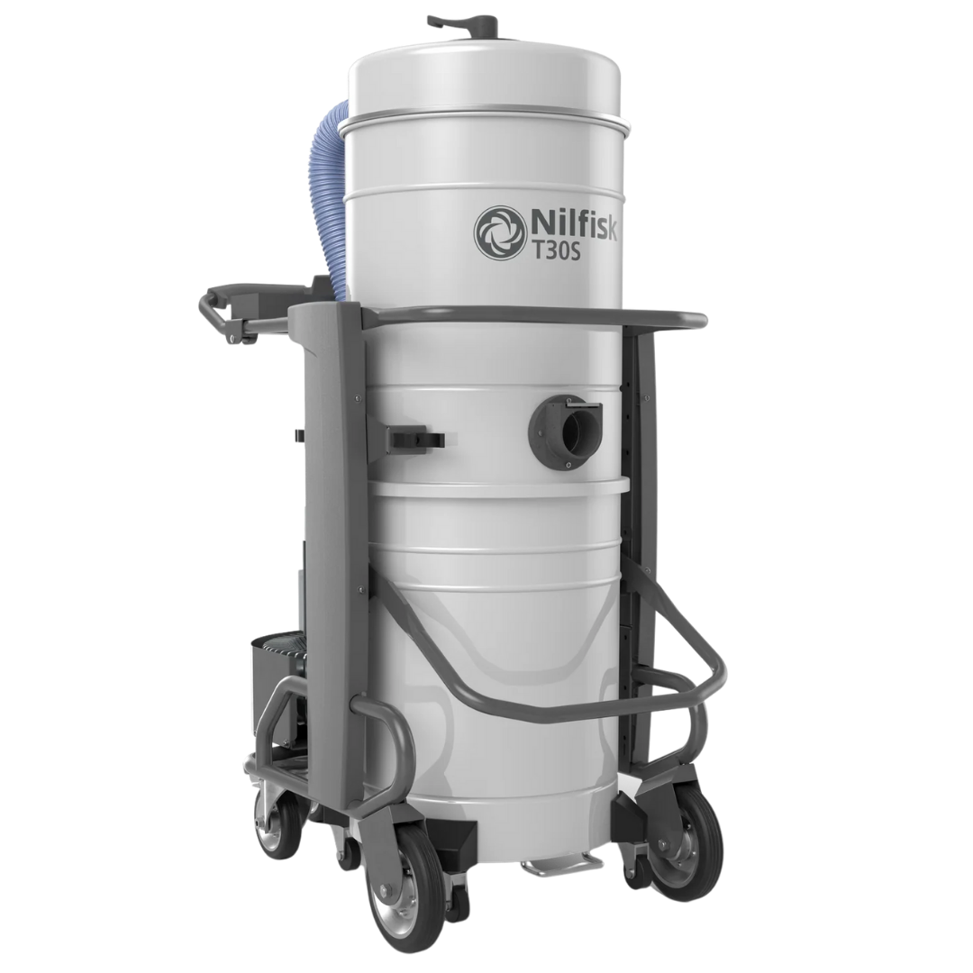 Nilfisk T30SCB L100 CC hot metal swarf vacuum for industrial oil and coolant recovery