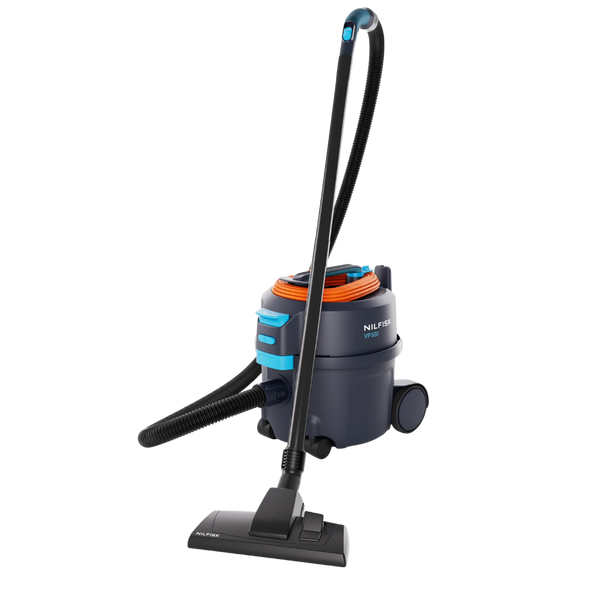 Nilfisk VP300 HEPA vacuum cleaner – professional commercial cylinder vacuum with high-efficiency HEPA filtration