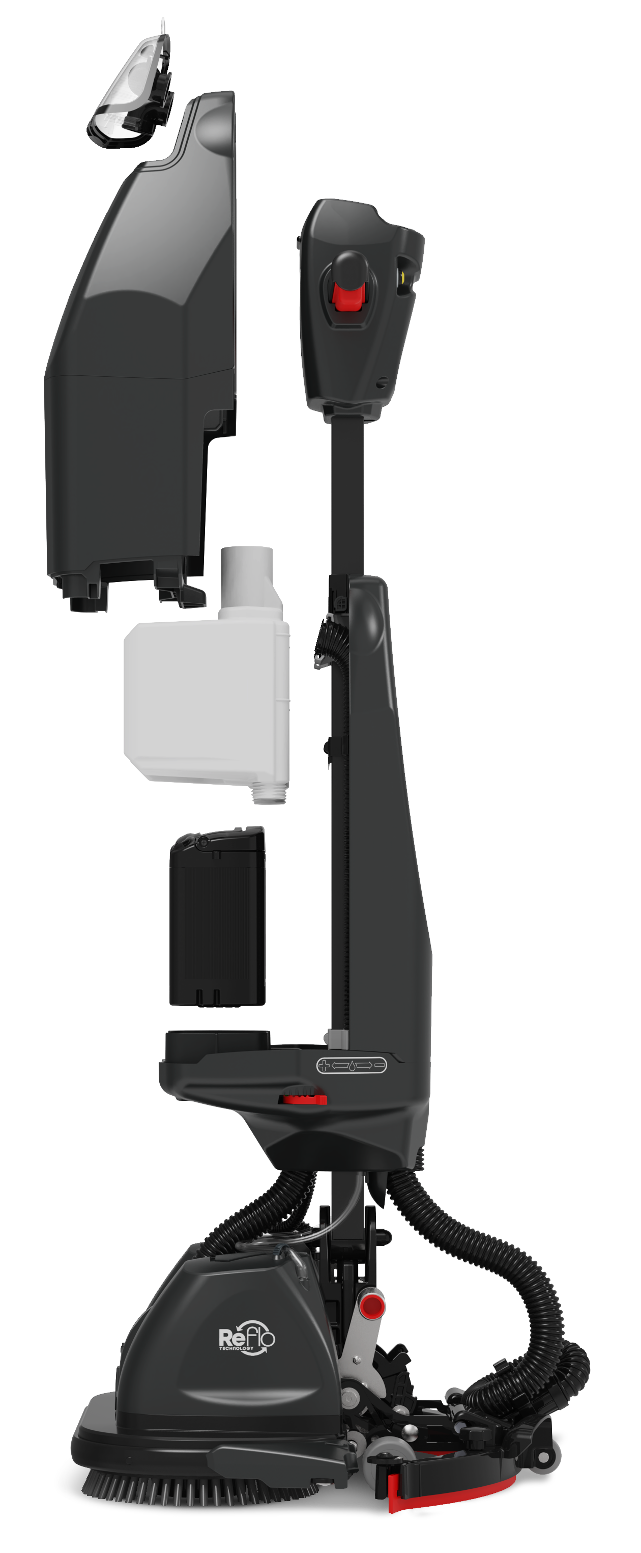 Side profile showing the folding design and compact storage capability of the Numatic 440NX