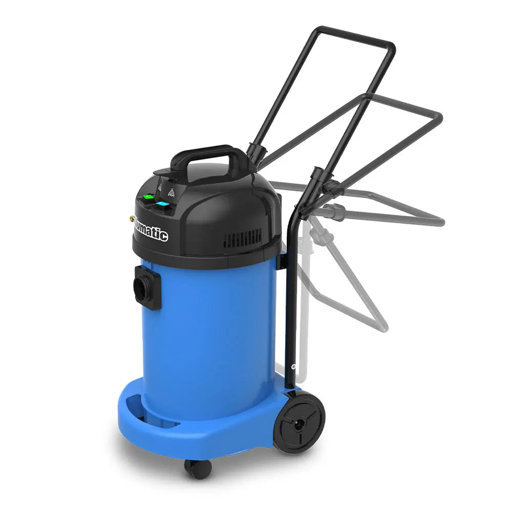 Numatic CT470 carpet cleaner with folding handle system for easy storage and transport in commercial environments