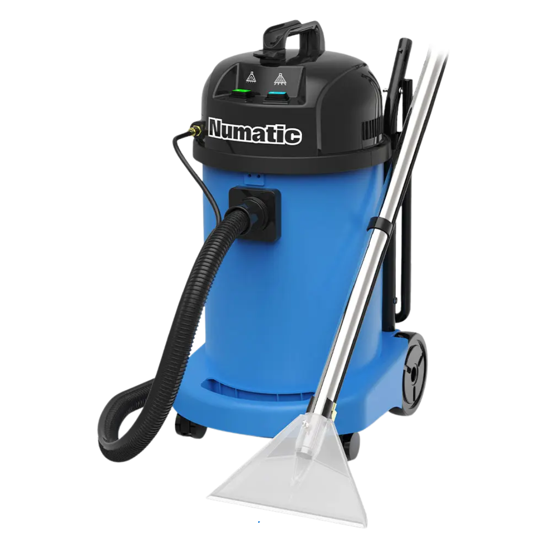 Numatic CT470 industrial carpet and upholstery cleaning machine with stainless steel extraction wand and large solution tank