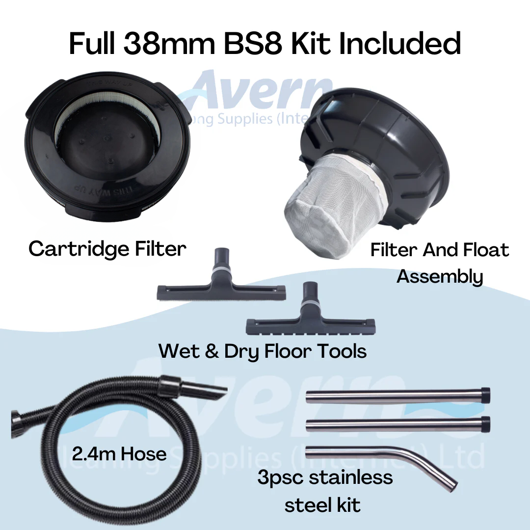 38mm tool kit for Numatic CVD570 showing hose, tubes and wet/dry floor nozzles