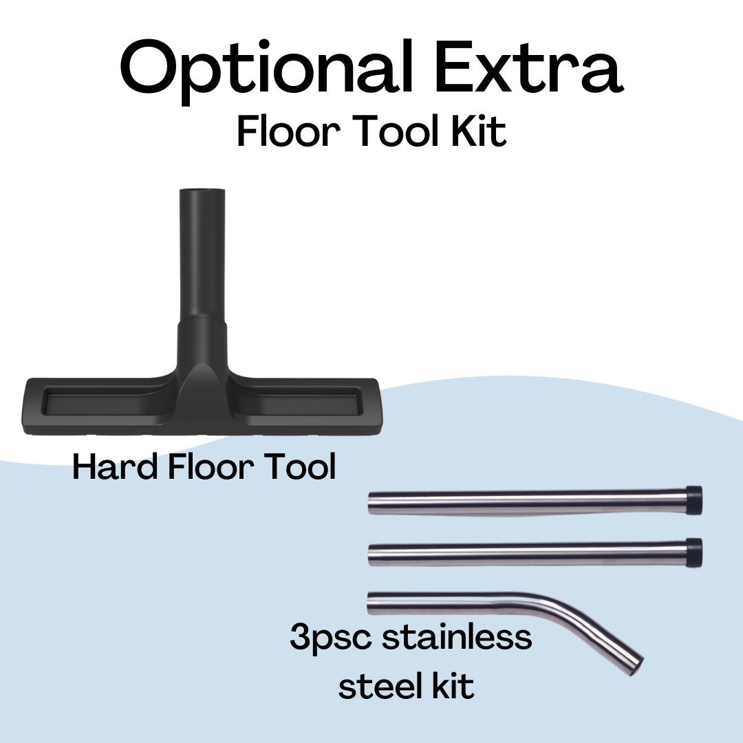 Optional floor tool kit for Numatic HZ350 showing hard floor nozzle and stainless steel extension tubes