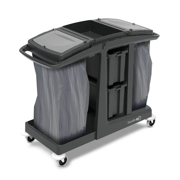 Numatic MM6 mobile commercial cleaning trolley with twin lidded waste sections
