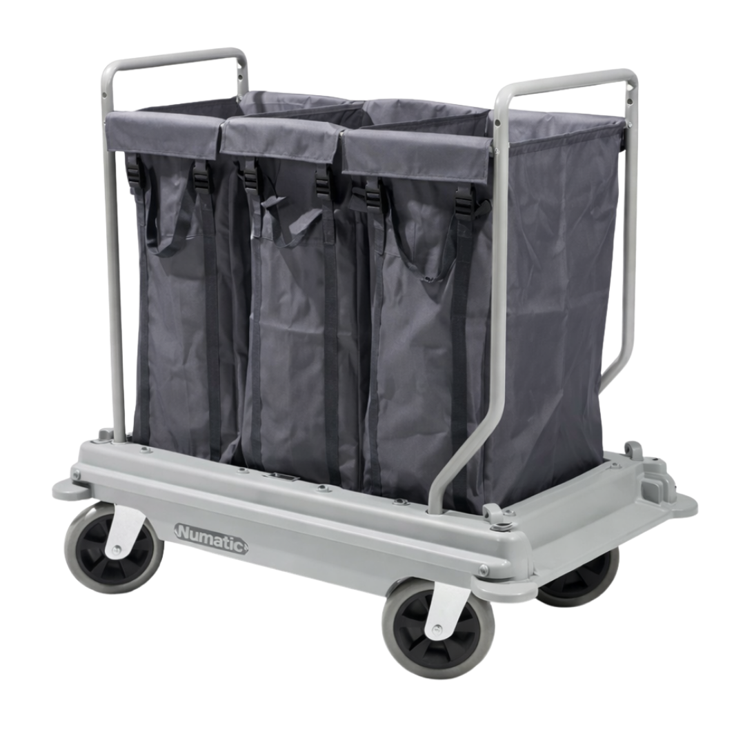 Numatic NB3003R three-bag laundry and linen trolley for hotel and commercial housekeeping