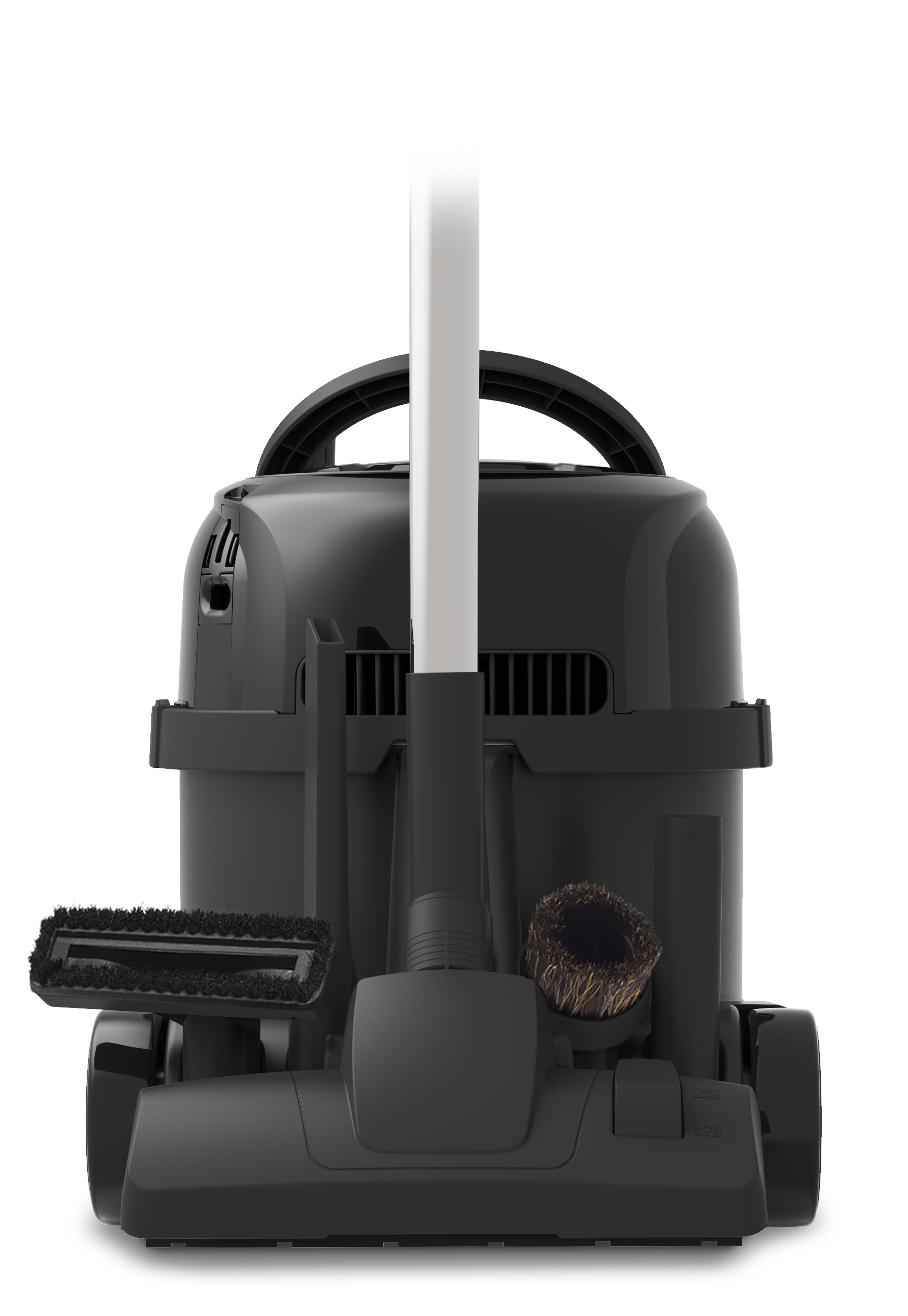 Rear angle view of Numatic PPR170H professional vacuum showing cable storage and compact design