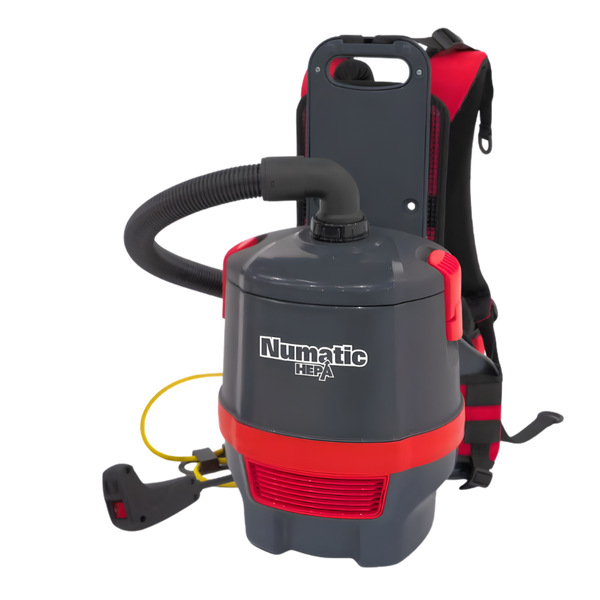 Numatic RSV150H HEPA H13 medical-grade backpack vacuum cleaner designed for hygienic and professional cleaning