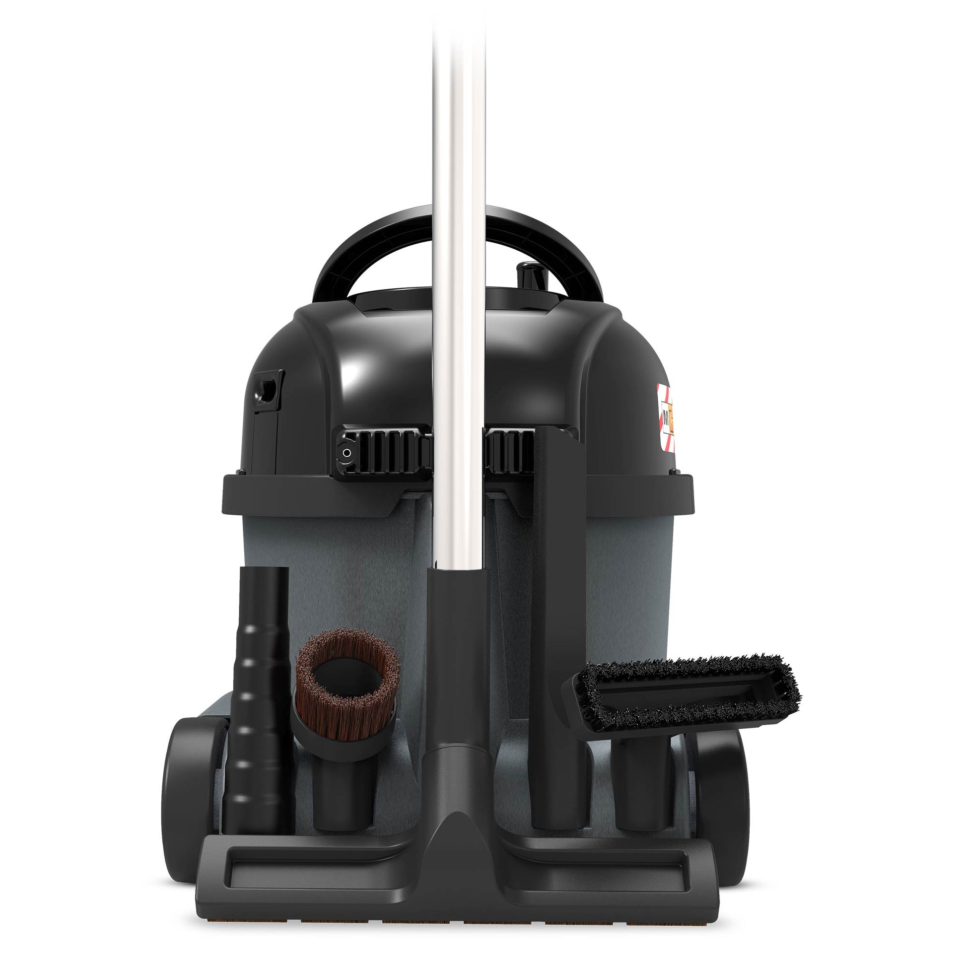 Rear angle of Numatic TRM240 M-Class vacuum showing cable storage and ergonomic handle