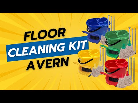 Floor Cleaning Kit - 14L Bucket & Wringer | 3 Piece Handle | Dustpan & Brush | 2 x Cotton Mops