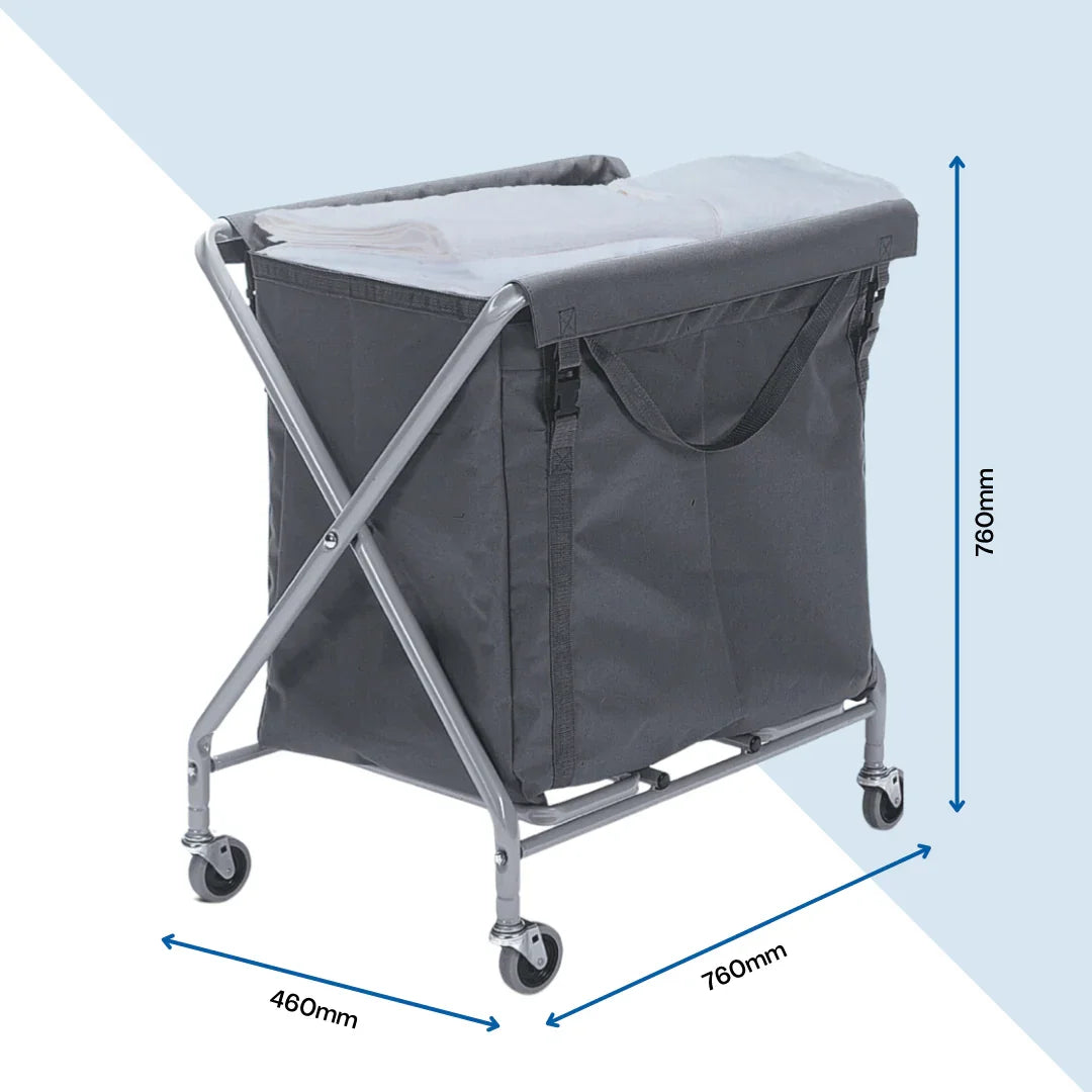 Side view of Numatic Servo NX1501 150L hotel laundry trolley