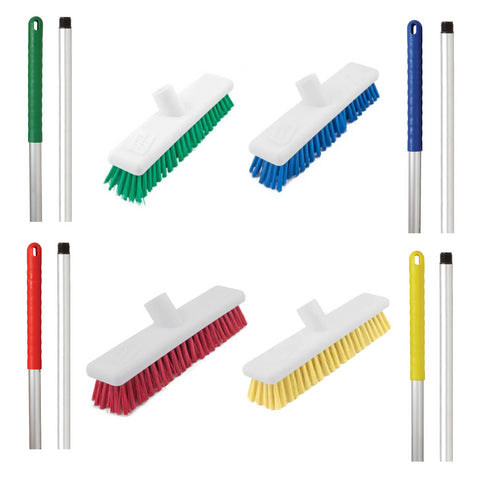 Abbey Hygiene Broom Set Screw Handle Alloy 125cm and 12" Screw Head Soft - Various Colours - Robert Scott